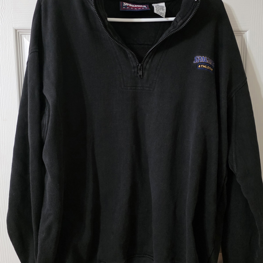 Vintage Spalding Black Half Zip-Up Men's Sweater